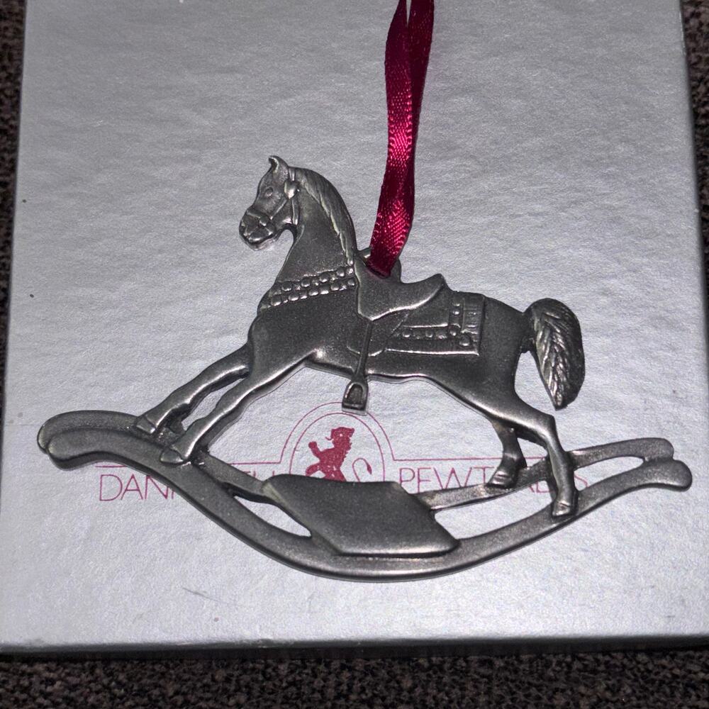 Danforth Pewter Rocking Horse Christmas Ornament New in Box Great Gift 3.5” 1991